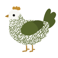 Myrrh, a white and olive chicken with a double-lace pattern