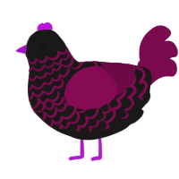 Chalice, a sable and wine chicken with a lace pattern