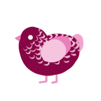 Candy Pinky, a maroon and pink chicken with a half-lace pattern