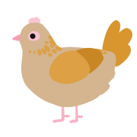 Yvette, a beige and orange chicken with a neck-speckle pattern