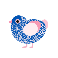 Scallop, a ultramarine and rose chicken with a double-lace pattern