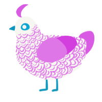 MAIKA, a white and orchid chicken with a double-lace pattern