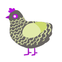 Haytham, a grey and lemon chicken with a lace pattern