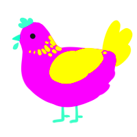 Printer Toner, a amethyst and yellow chicken with a neck-speckle pattern