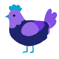 glitch, a navy and blurple chicken with a head pattern