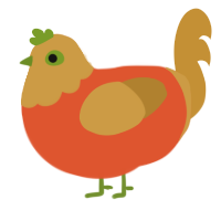 Pumpkin, a vermilion and gold chicken with a head pattern