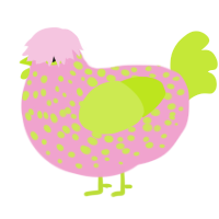 (unnamed), a pink and lime chicken with a speckle pattern