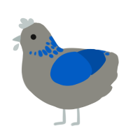 smackle, a ash and ultramarine chicken with a neck-speckle pattern