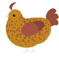 caramelized butter, a ochre and russet chicken with a speckle pattern