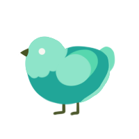 fresh, a turquoise and mint chicken with a head pattern