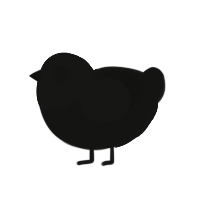 treat, a black chicken with a head pattern