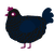 Paranoid, a black and tumblr chicken with a lace pattern