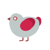 lil red dot, a silver and crimson chicken