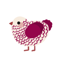 valentina, a cream and maroon chicken with a lace pattern