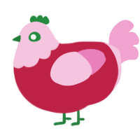 Sweater weather, a crimson and pink chicken with a head pattern