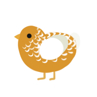 Lemon Meringue, a orange and white chicken with a half-lace pattern