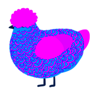 Eye hurter 5000, a sapphire and amethyst chicken with a double-lace pattern