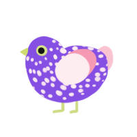 (unnamed), a blurple and rose chicken with a speckle pattern