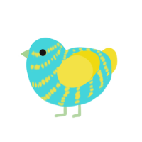 (unnamed), a aqua and yellow chicken with a bar pattern