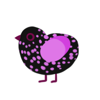 (unnamed), a black and orchid chicken with a speckle pattern