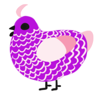 MY EYES, a amethyst and rose chicken with a lace pattern