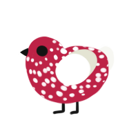 (unnamed), a crimson and white chicken with a speckle pattern