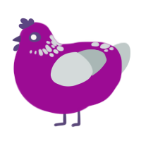 Marion, a plum and silver chicken with a neck-speckle pattern