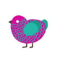 (unnamed), a fuchsia and turquoise chicken with a lace pattern