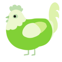 Key Lime Pie, a grass and apple chicken with a head pattern