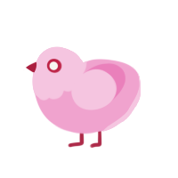 Rosª, a pink chicken with a head pattern