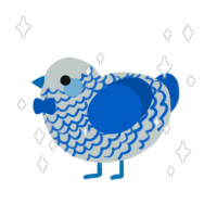 Ceramic, a silver and ultramarine chicken with a lace pattern