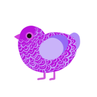 regal, a amethyst and lilac chicken with a double-lace pattern