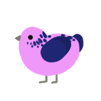 Messier 17, a lavender and navy chicken with a neck-speckle pattern