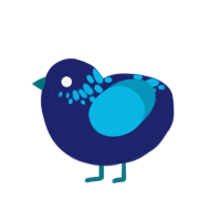 Raindrop, a navy and cerulean chicken with a neck-speckle pattern