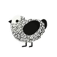 Fanciest, a white and black chicken with a double-lace pattern