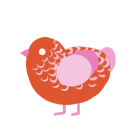 (unnamed), a vermilion and pink chicken with a half-lace pattern