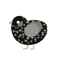 Hemlock, a black and ash chicken with a speckle pattern