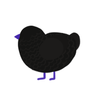 Horsegirl, a black and sable chicken with a lace pattern