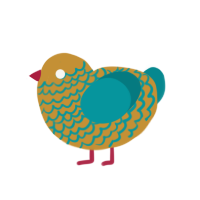 Ganges, a gold and teal chicken with a lace pattern