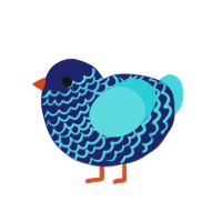 stick, a navy and aqua chicken with a lace pattern