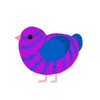 eyestrain ass mf, a amethyst and ultramarine chicken with a bar pattern