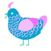 Artebwue, a cerulean and lavender chicken with a lace pattern