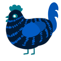 Atlantic, a tumblr and ultramarine chicken with a bar pattern