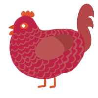 Fruit Punch, a crimson and red chicken with a lace pattern