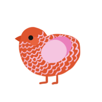 Grapefruit, a vermilion and pink chicken with a lace pattern