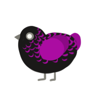 Pothica, a sable and plum chicken with a half-lace pattern