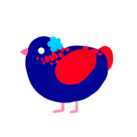 (unnamed), a navy and crimson chicken with a neck-speckle pattern