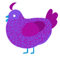 Aims, a blurple and plum chicken with a double-lace pattern