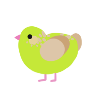 Fruit Cup, a lime and beige chicken with a neck-speckle pattern