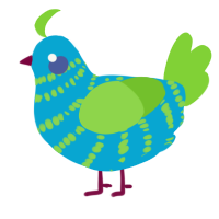 Sully, a cerulean and grass chicken with a bar pattern